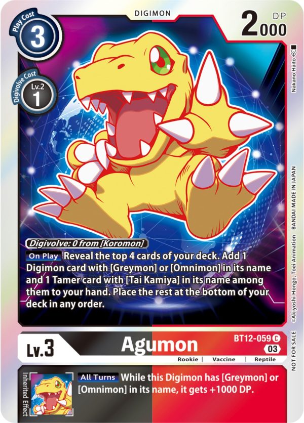 Agumon [BT12-059] (Official Tournament Pack Vol.11) [Across Time] Supply