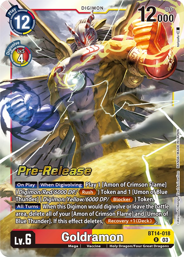 Goldramon [BT14-018] [Blast Ace Pre-Release Cards] For Sale